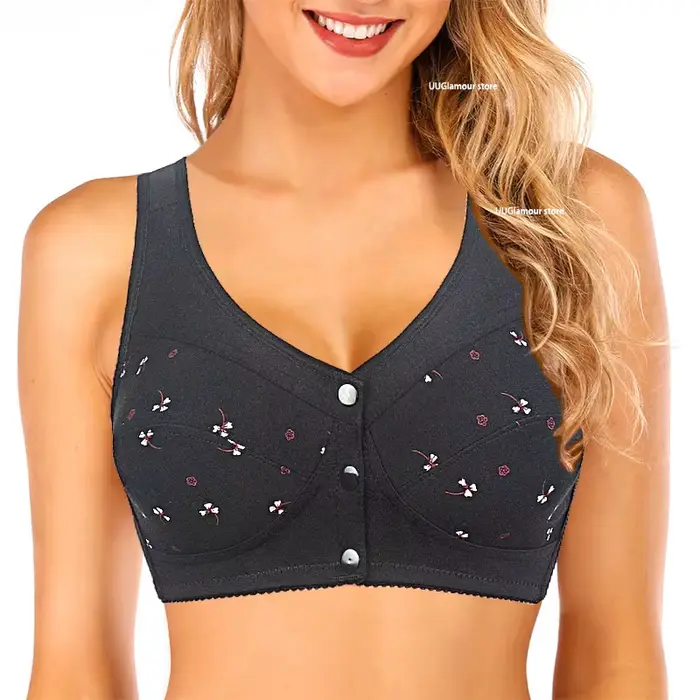 Soutien-gorge en coton pour femmes, sans fil, fermeture frontale, sous-vêtements confortables, pour 