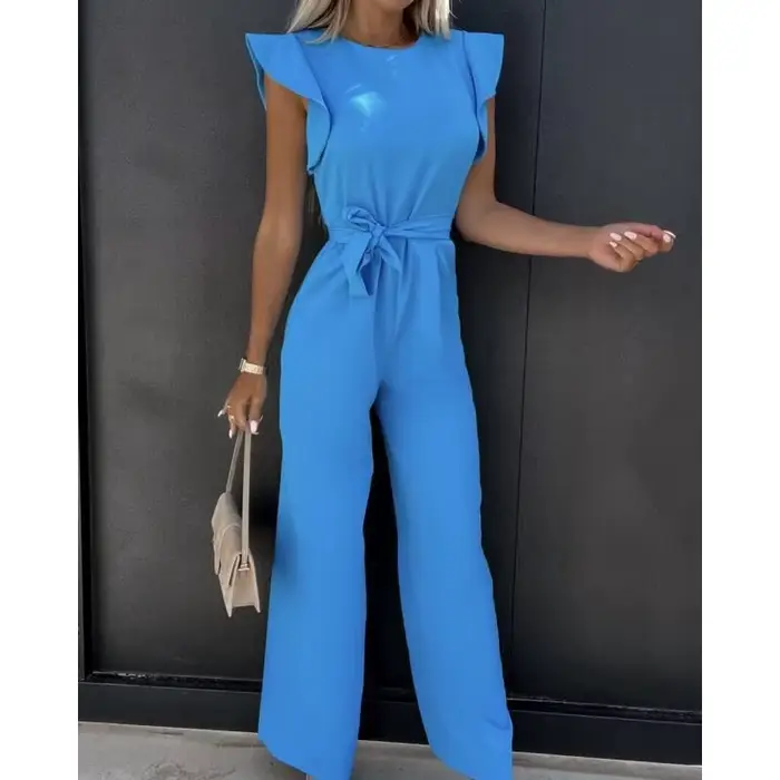 Combinaison avec lacets pour femme, haut, élégant, couleur unie, tube droit, à la mode, manches à vo