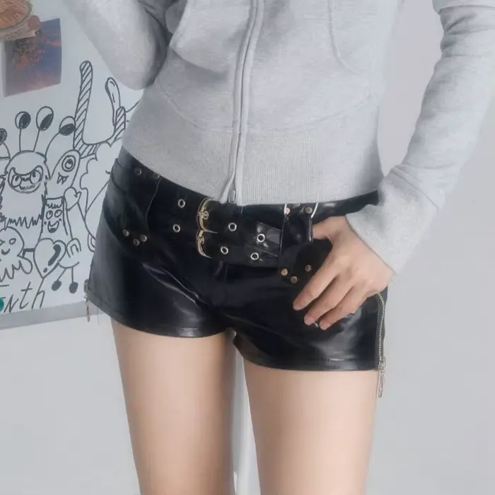 JCLOTHZI Y2K Retro Sexy PU kožené šortky pre ženy Špeciálne príležitosti 2000s Moderné