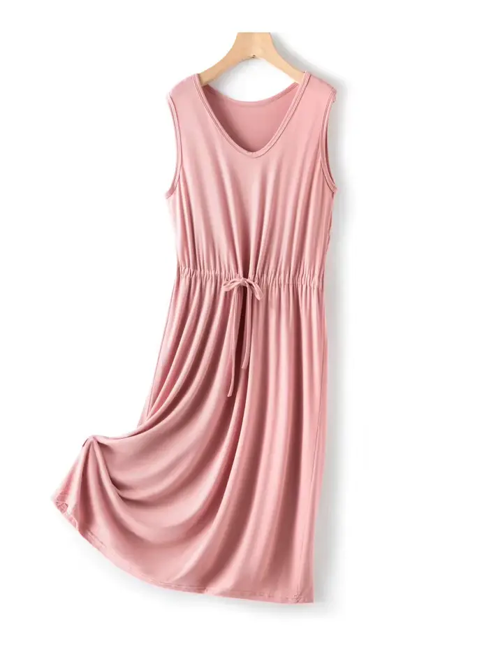 Chemise de nuit en coton élasthanne sans manches pour femmes longueur aux genoux style basique occassions spéciales