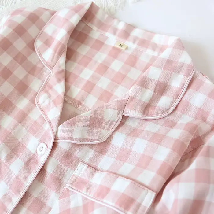 Pyjama féminin en coton 100%, style japonais, doublure en gaze double, col rabattu, manches longues, pour femmes, nuits printanières et occasions spéciales