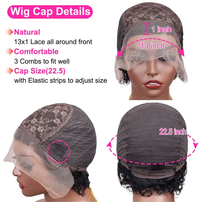 Perruque Pixie Courte Cheveux Humains Brésiliens Bouclés Élégantes Occasions Spéciales Doralia