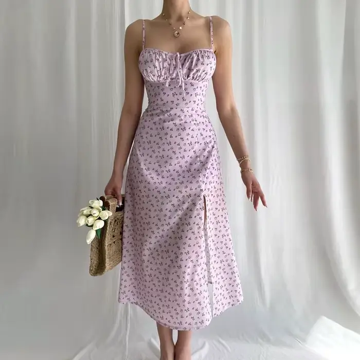 Elegantné dlhé kvety šaty pre ženy