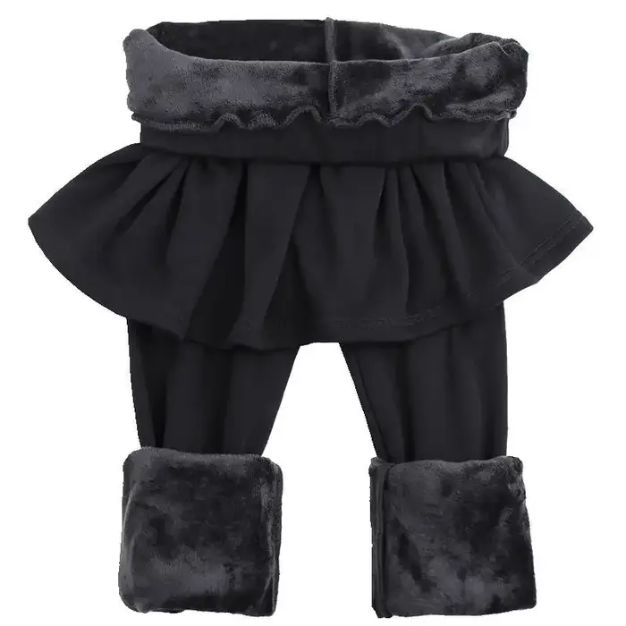 Femmes jupes plissées Leggings épaissi peluche hiver chaud pantalon thermique serré pantalon Leggins