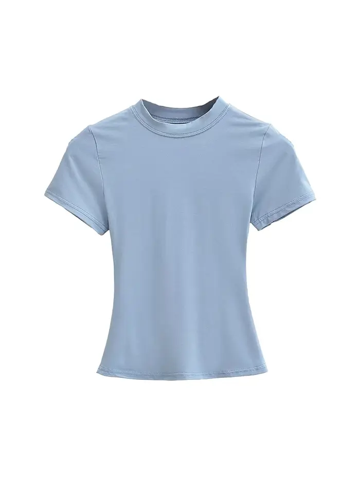 T-shirt manches courtes pour femmes, décontracté, de haute qualité, Sexy, Slim, tendance, couleur un