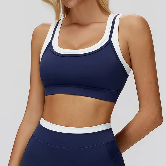 Dámska jóga podprsenka, priedušná športová podprsenka, dvojité popruhy, cvičebný vrchol, proti potu, fitness top, push up, beh