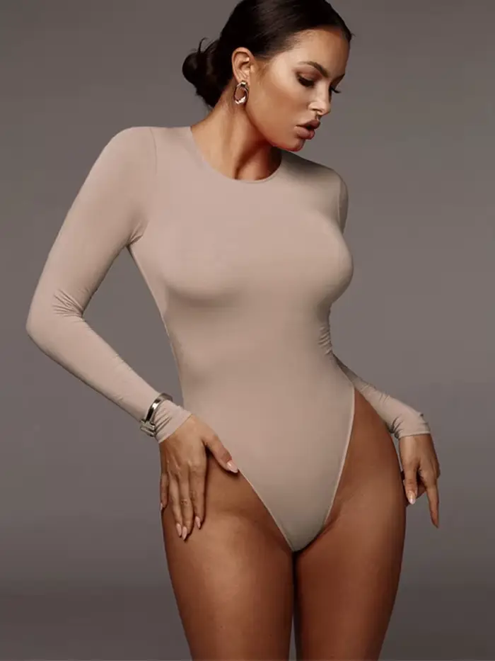O Krk s dlhým rukávom pevné biele Sexy body ženy čierna jeseň zimné telo Top šedá ležérne Lady Streetwear telo
