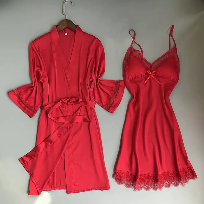 Pyjama en satin de soie pour femmes ensemble de robes élégant et sexy vêtements de nuit pour occasions spéciales nuit de noces soirée lingerie Saint Valentin
