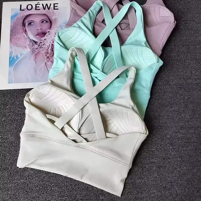 Dámska športová podprsenka s pevnými pohármi, backless tréningové tielko na beh, fitness, jogu a skákanie cez švihadlo