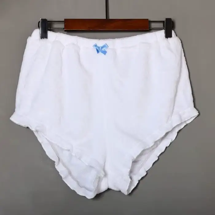 Culottes épaisses et chaudes en flanelle blanche, taille élastique, toucher doux, avec nœud, légères