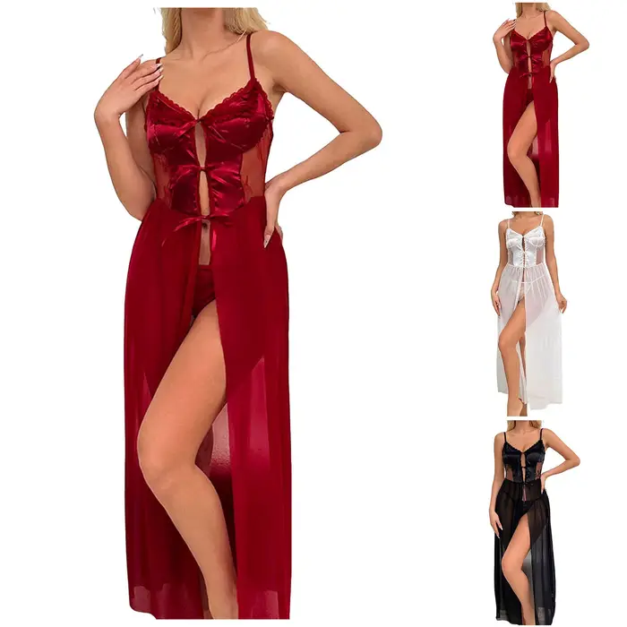 Dámske sexy červené body z priesvitnej sieťoviny s podväzkami