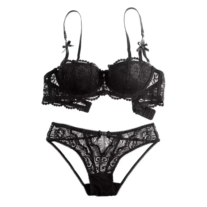 Vianočná čipkovaná podprsenka – Priesvitná čierna a červená bralette