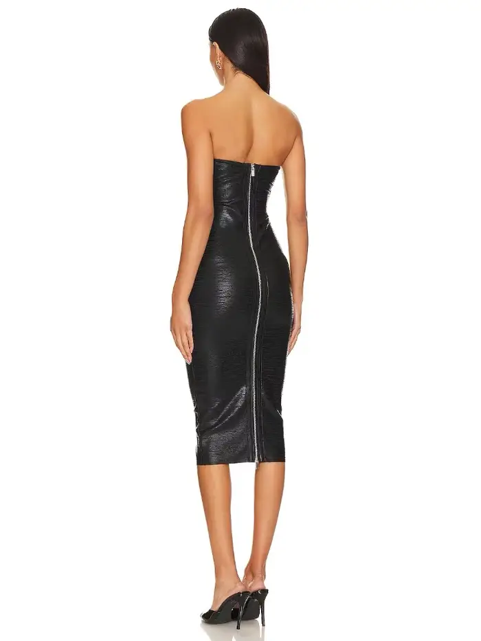 Robe à bandes moulante sans bretelles pour femmes, couleur feuille noire, Sexy, mode, soirée, fête d