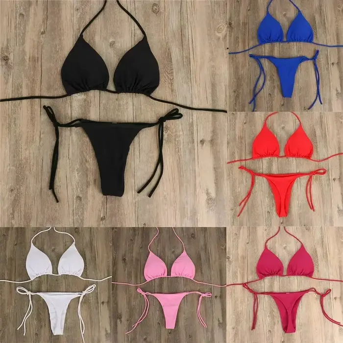 Dámske bikiná s viazaním na boku Sexy plavky Bandeau štýl Brazílske