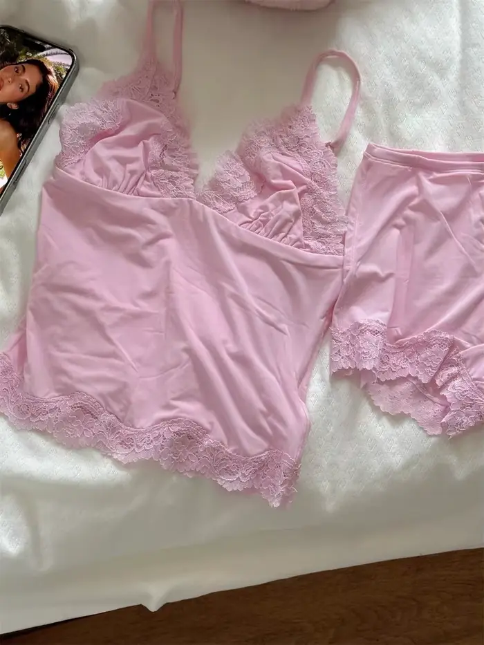Ružová čipka podprsenka Set pre ženy