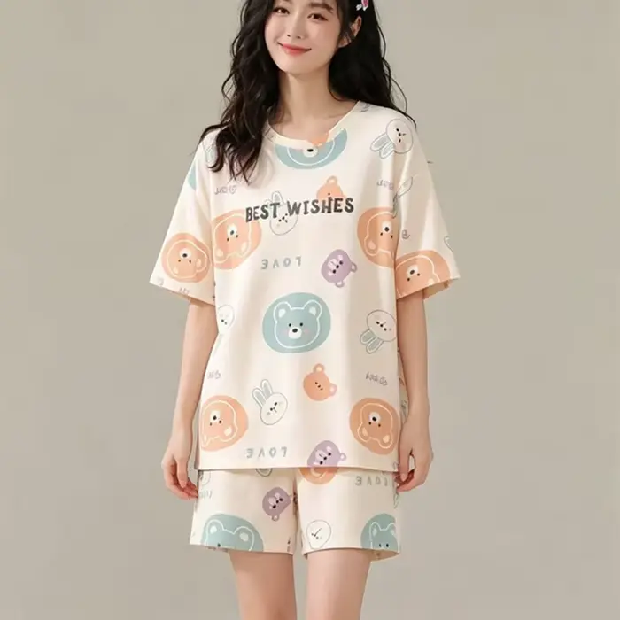 Pyjama pour femmes, ensemble deux pièces décontracté, mignon et confortable, vêtements de nuit, vête