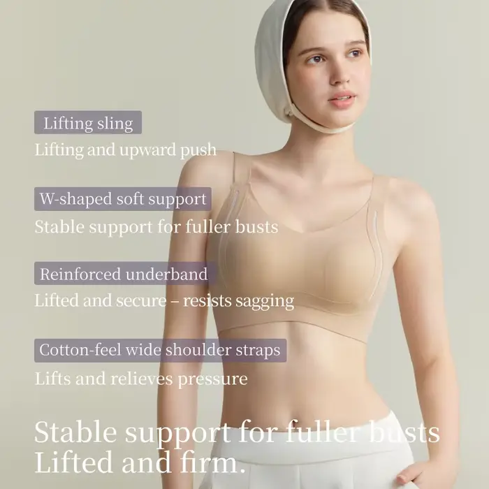 SUJIN Plus veľkosť Dámske bezdrôtové Push-Up Anti-povislé, bezšvíkové, veľkorysé prsia podprsenka, letné XM092