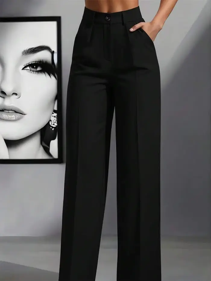 Pantalon de travail ample taille haute décontracté, couleur unie, mode printemps et automne transfro