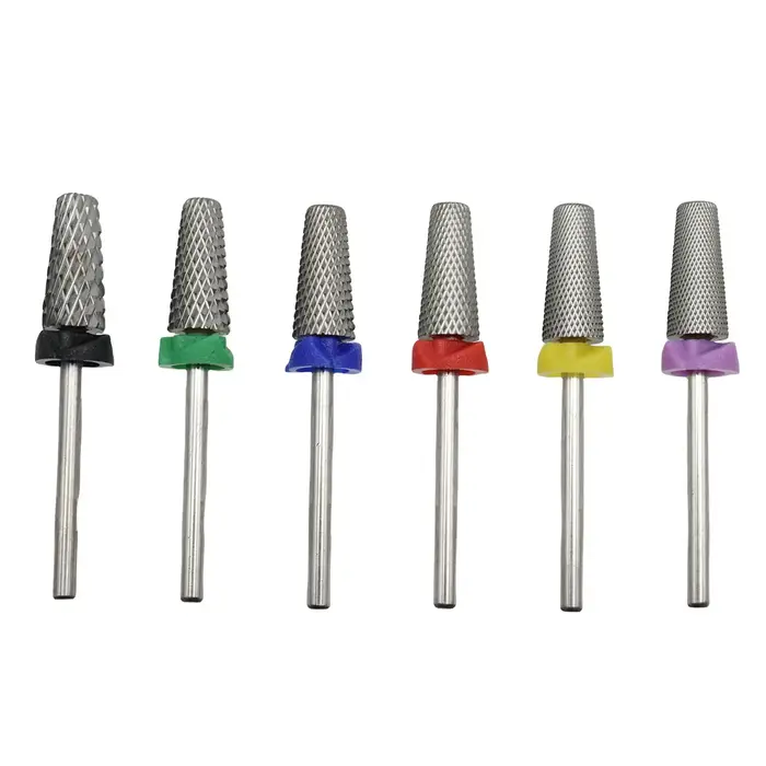 Forets à ongles en carbure de sécurité coniques à dents croisées 5 en 1, avec forets coupés, fraise 