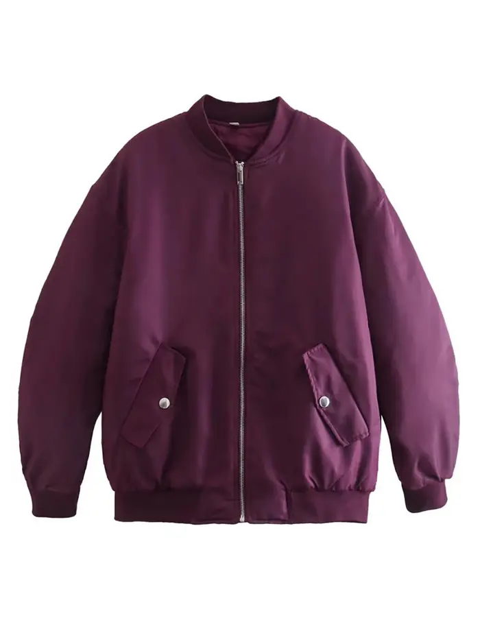 Veste Bomber Femme Yenkye Polyester Style Vintage Streetwear Automne Hiver Occasions Spéciales