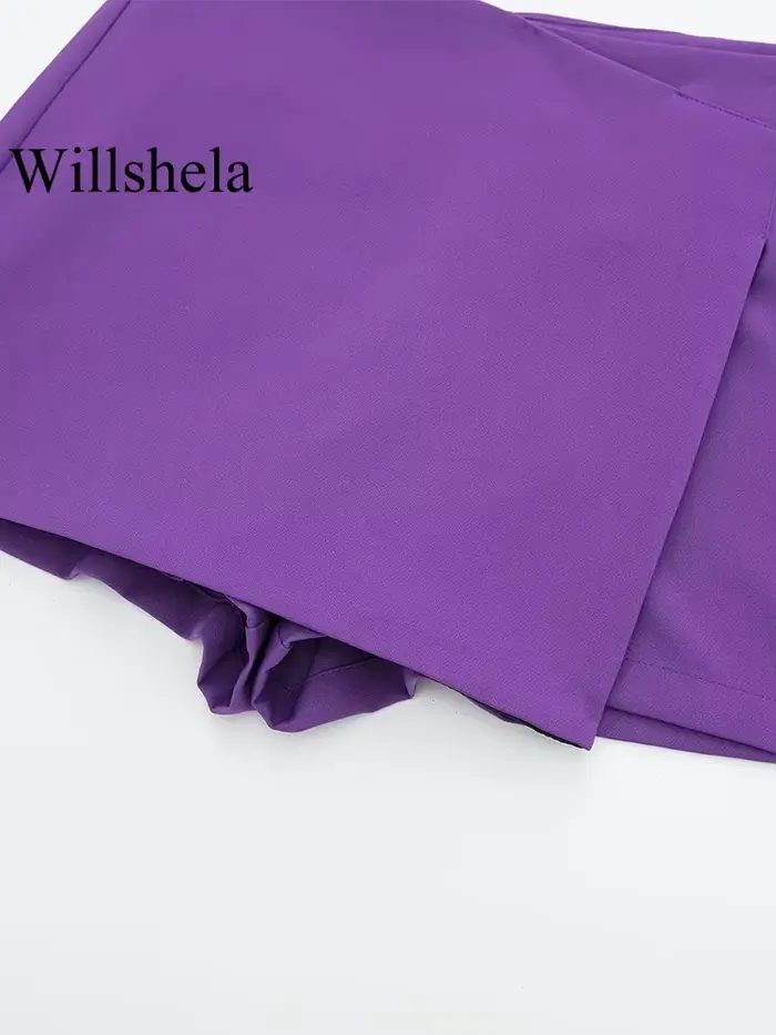 Willshela dámske módne pevné asymetrické bočné zipsové sukne šortky Vintage vysoký pás žena Chic dáma