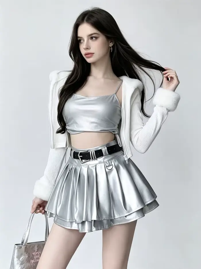 Čierna kožená lichobežníková sukňa pre ženy