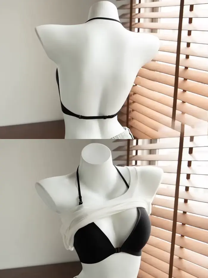 Soutien-gorge halter pour femme avec trois modes de port, dos élégant, bretelles fines, sans armatures, maintien latéral, anti-affaissement, rembourrage doux, lingerie quotidienne d'été pour toutes les occasions