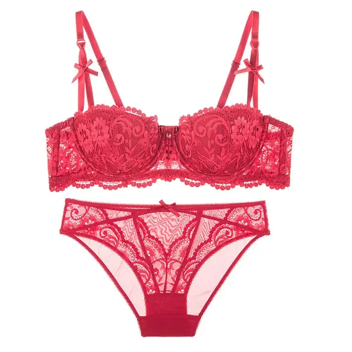 Sexy vianočné spodná bielizeň darčeková sada, priehľadná čierna čipka, pol šálky, podprsenka a nohavičky, ultra tenké, priehľadné, veľké spodná bielizeň Tushy, vianočný darček
