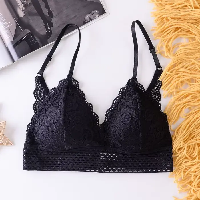 Soutien-gorge pilote en dentelle pour femme, col en V profond, push-up sans fil, lingerie sexy, styl