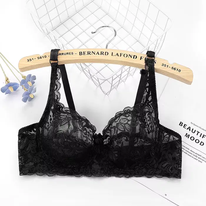Soutien-gorge push-up ultra-fin en dentelle grande taille pour femme, lingerie sexy ajourée, sous-vê