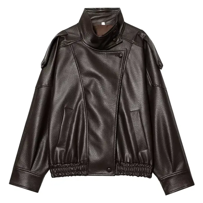 Veste femme noir veste en cuir Pu haut à manches longues femme automne 2025 nouveau en vestes et man