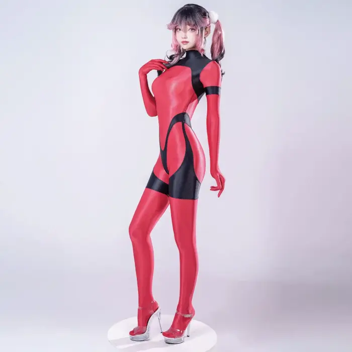 Lesklé a hladké kombinézy pre ženy, zips na zadnej strane, Patchwork, body jednodielne s dlhými rukávmi, Sexy Cosplay Clubwear kombinézy, tesný trikot