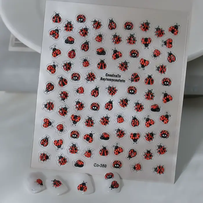 Coccinellidae nechty umenie 5D reliéfne samolepiace nálepky mix dizajn hmyz