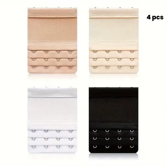 Lot de 4 extensions de soutien-gorge, conception réglable à 3 rangées et 4 crochets, solution pour s