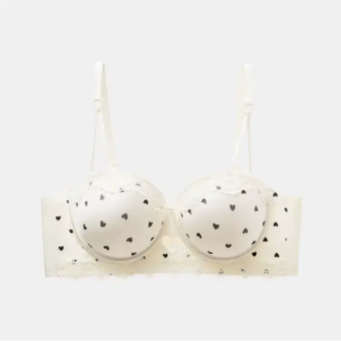 Sladké dievča srdce čipka Push-up podprsenka Set pre malé prsia, s bočným stojanom Anti-sagging, polstrované, spodná bielizeň, veľkosť 32-38