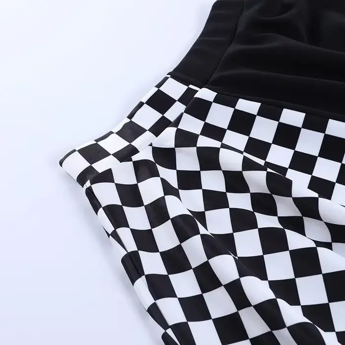 Jupe gothique sexy taille haute pour fille noire, jupe Harajuku Y2k, abonnés à la couture à carreaux