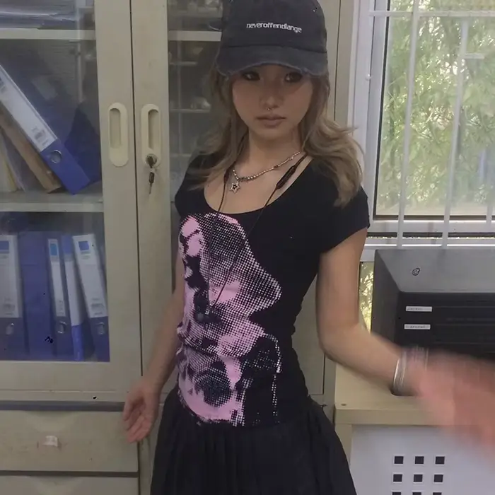 Tričko s krátkym rukávom japonskej estetiky