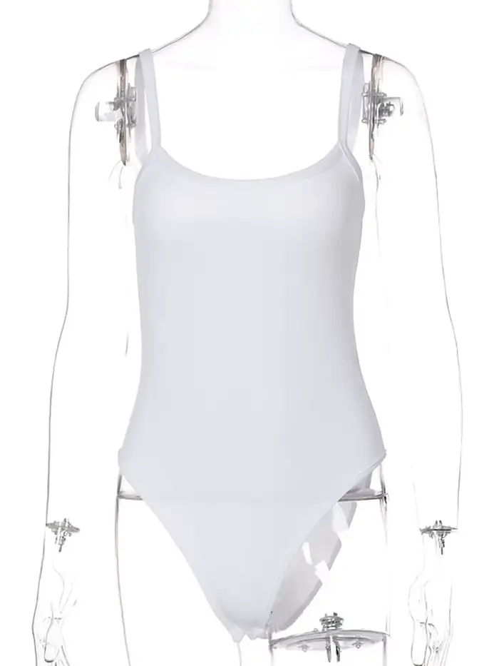 Pevný popruh Sexy telo ležérne základné biele leto Body top pre ženy bez rukávov čisté