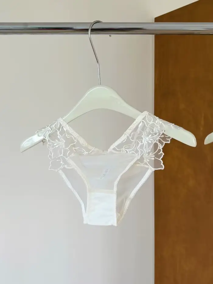 Trojuholníková podprsenka bez kostic vo francúzštine vyšívaná čipka pre ženy, elegantná sada spodná bielizeň s tenkými popruhmi, náprsný kryt pre malý hrudník MOYISU