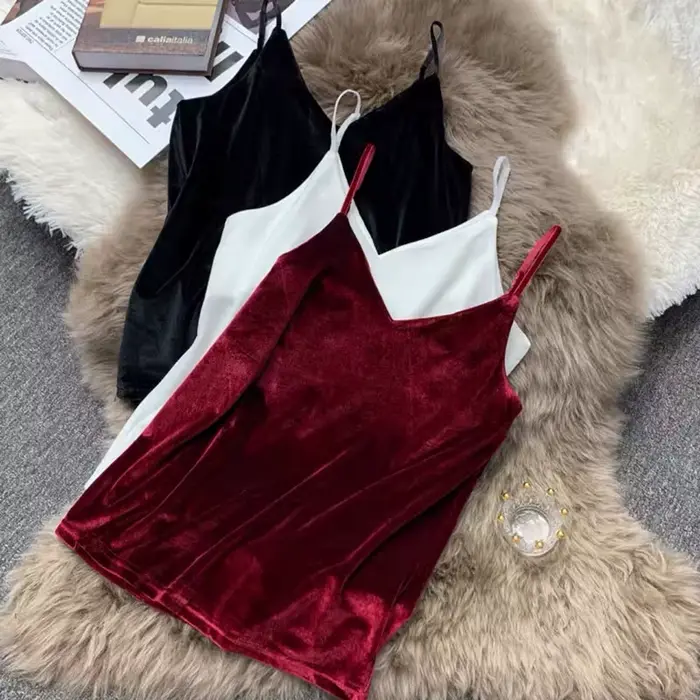 Camisole en velours polyester et élasthanne pour femmes style lolita printemps été occasions spéciales