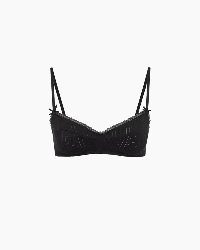 COU Soutien-gorge Camisole Rétro Noir et Blanc Confortable pour Femme avec Dentelle Légère Sans Arma