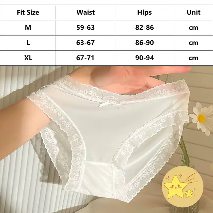 Culotte Femme Finetoo Ultra-Mince Sans Couture Taille Basse Respirante Dentelle Garniture Nœud Occasions Spéciales