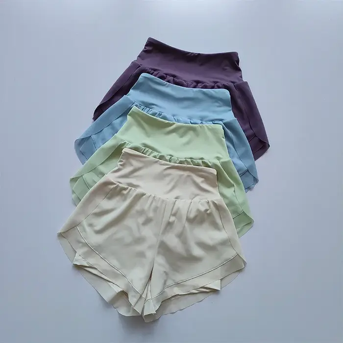 Short de sport taille haute pour femme, maille respirante, double couche, séchage rapide, gym, fitne