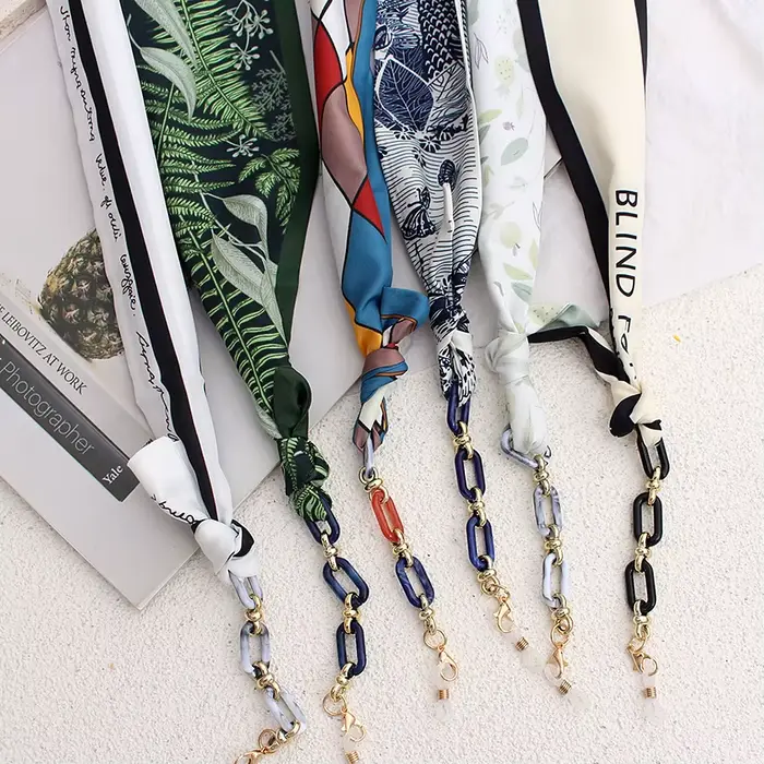 Chaînes de lunettes en ruban de soie, mode Boho, lunettes de soleil en acrylique, porte-cordon, sang