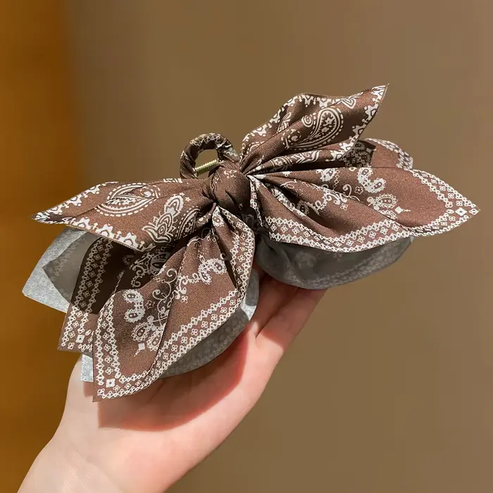 1 pièces Style femme, pince à cheveux avec nœud en fleur de cajou marron, pince à cheveux haut de ga
