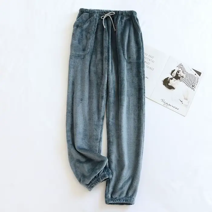 Pantalon de sommeil en flanelle épaisse pour femme, en molleton de corail, pour loisirs, maison, aut