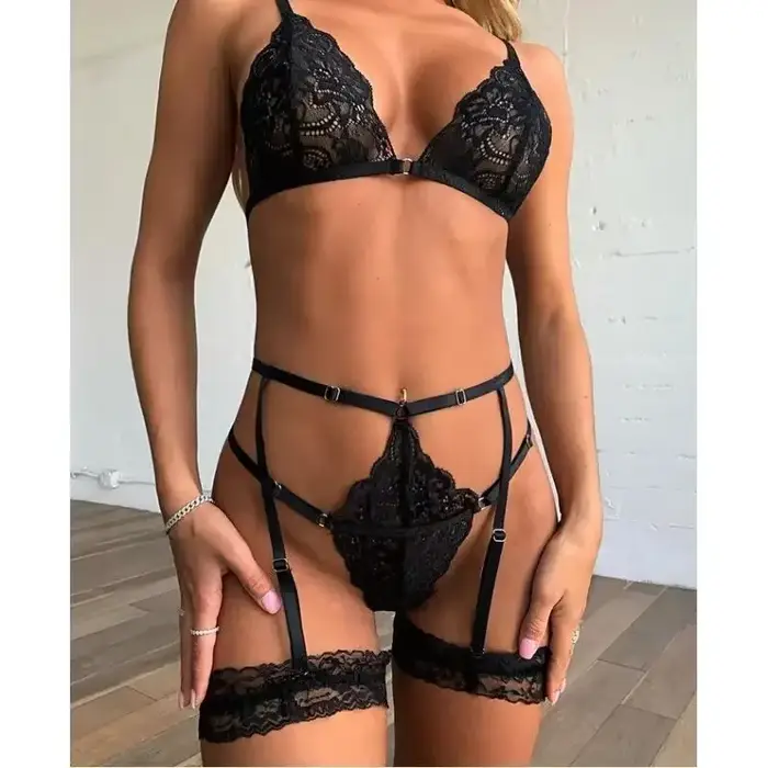 Súprava tangá pre ženu, sexy body so čipkou a kolieskami, sexy oblečenie pre ženu, podprsenka a nohavičky, podväzkový pás