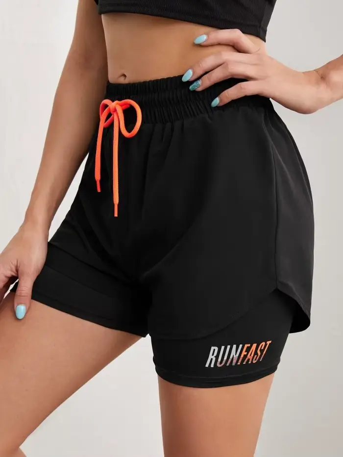 Dámske bežecké šortky s vysokým opasok a štvorcestný elastické tkaniny pre jogu a fitness špeciálne príležitosti