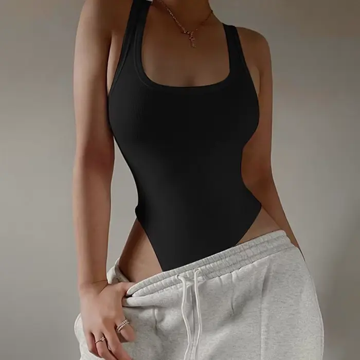 Bez rukávov pletené body pre ženy, Sexy, tesné, holé ramená, golier, príležitostné, street bodice, ClubWear, leto, 2025