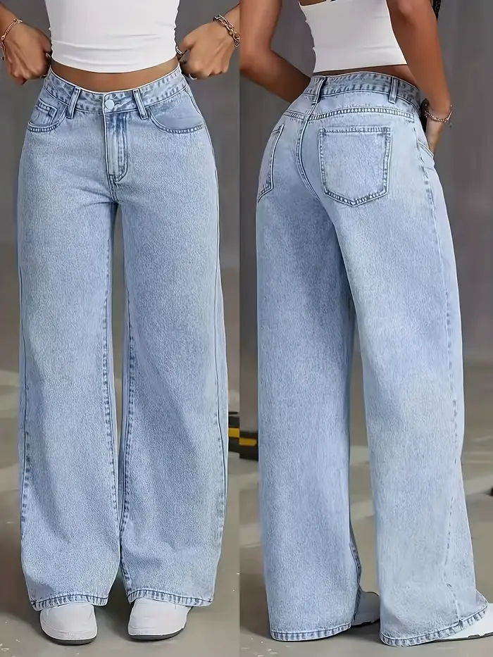 Džínsy pre ženy Y2k, svetlomodré